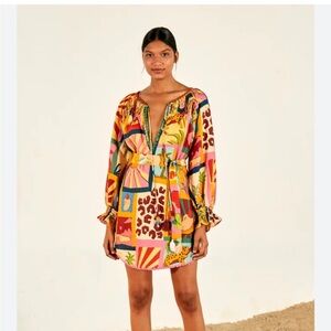 Farm Rio Tropical Collage Tunic Dress